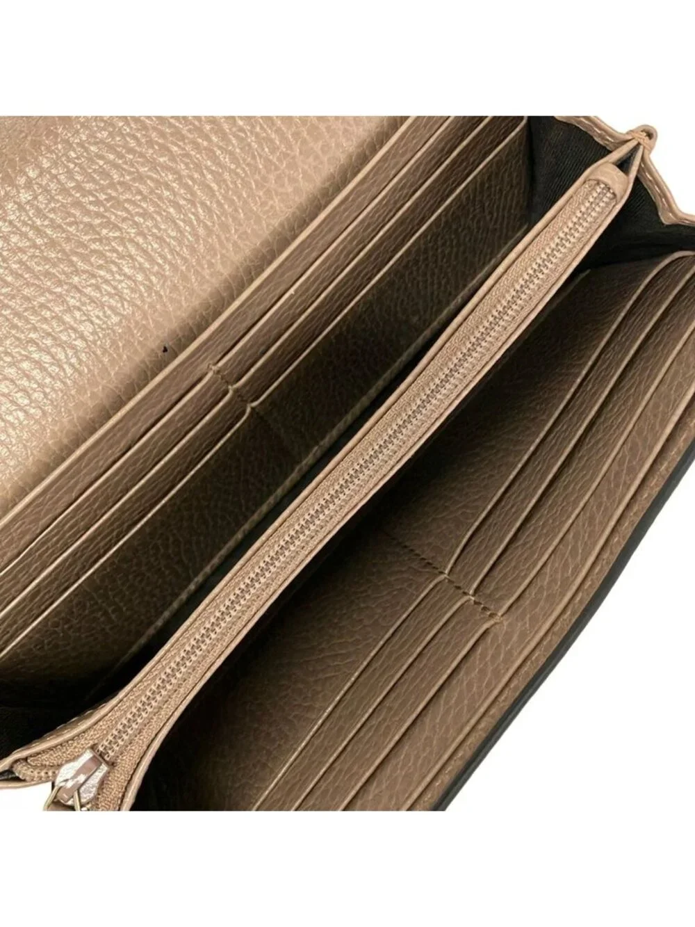 ★SOLD★ Gucci Wallet GG Marmont Pink Beige Ivory Dark Brown Leather - Picture 3 of 7